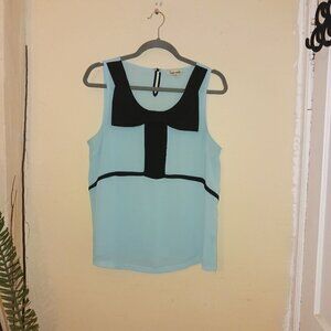 Haute Monde women's green and black large bow tie sheer tank top size XL